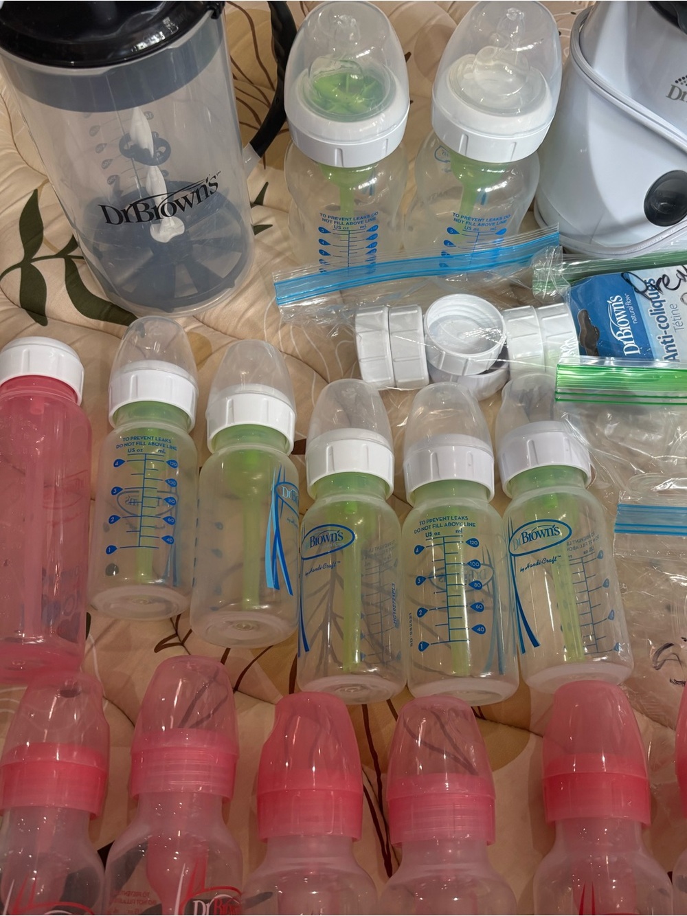 Dr. Brown's Green and Pink Anti-Colic Baby Bottle Bundle